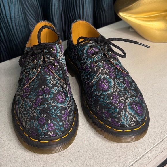 Dr. Martens 1461 Floral Jacquard Black Purple Mens Sz 7 or Women sz 9 NWOB - Picture 13 of 13